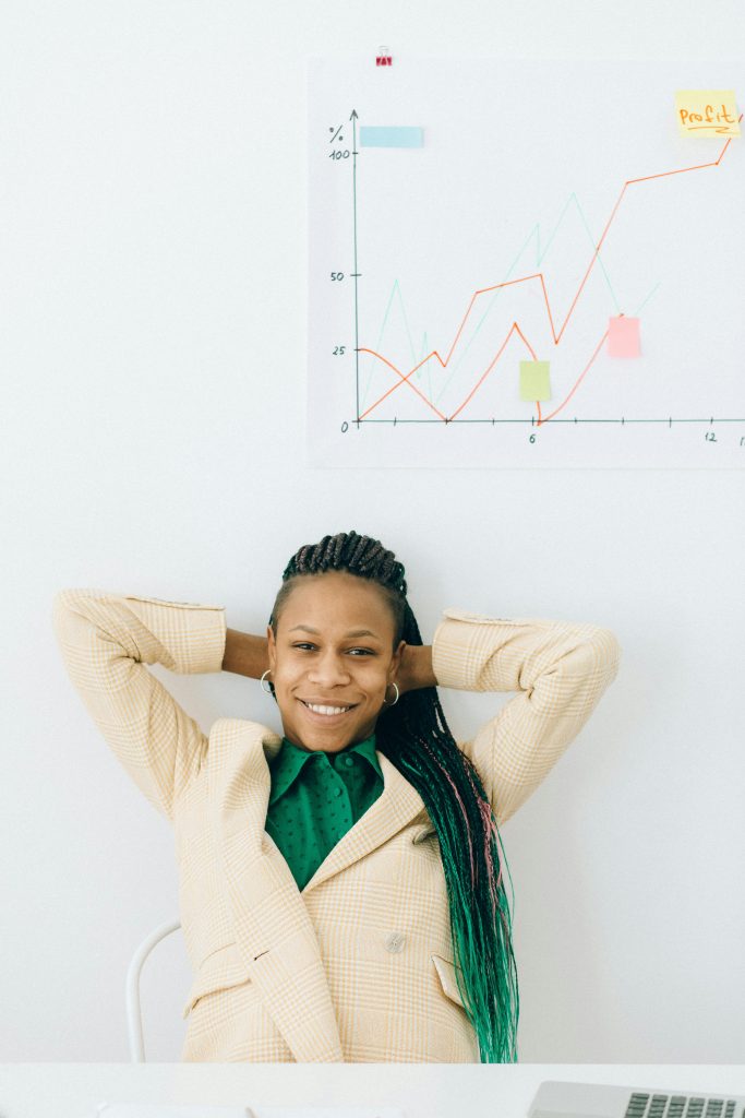 A businesswoman Sitting while Leaning on the Wall